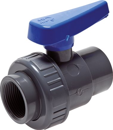 Exemplary representation: Single-ring ball valves with female thread, PVC-U (water version)