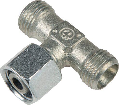 Exemplary representation: Adjustable T-connection fitting with sealing cone & O-ring, without nut & cutting ring, galvanised steel